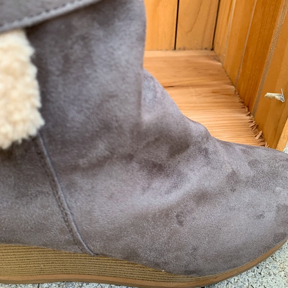✨CHEEKS PLATFORM WEDGE FUR TRIM ANKLE BOOTS 8 - Picture 14 of 16